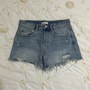 Zara Authentic Denim by TRF Mid-Waisted Distressed Shorts, 25 (US 4)